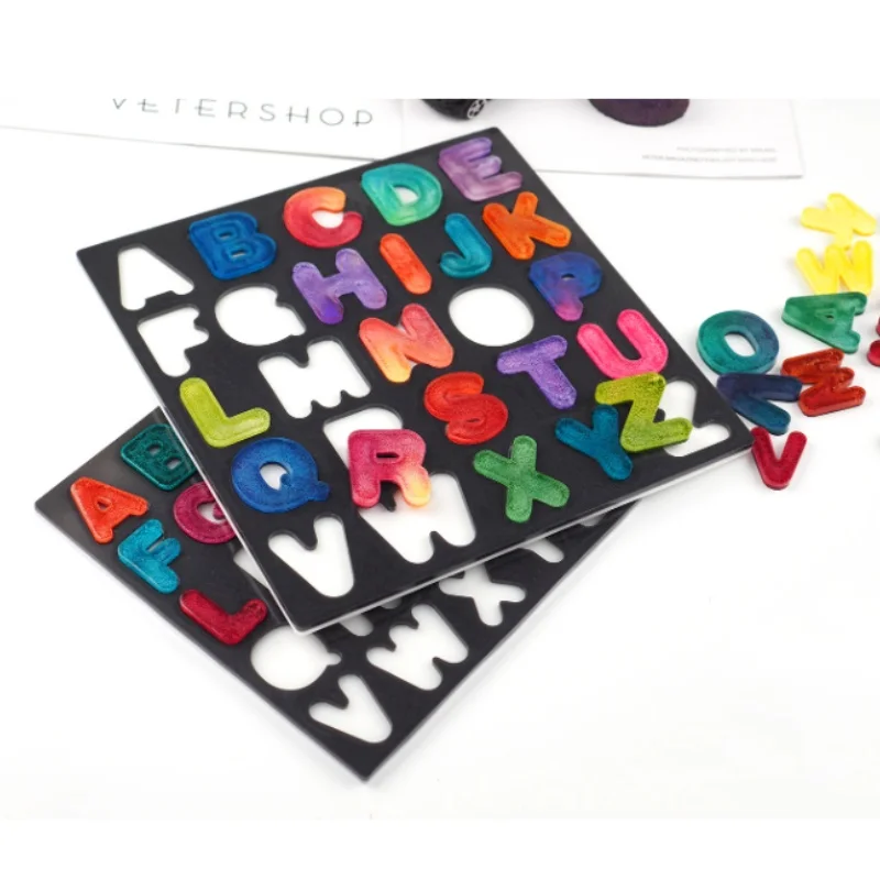 Diy Crystal Epoxyhars Mal Letterbord Geletterdheid Set Engels Letter Spiegel Siliconen Mal