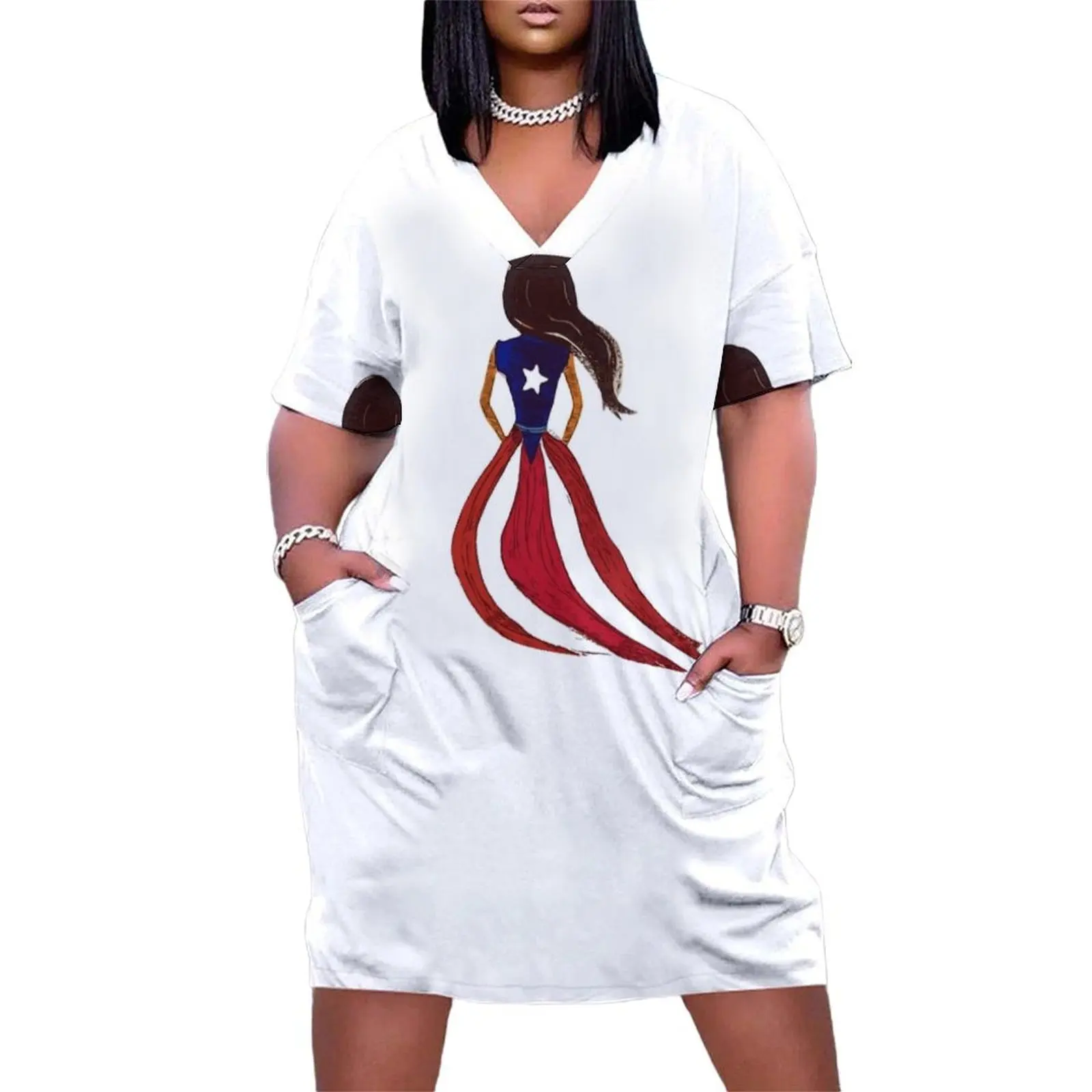 

Nia Boricua Boricua Girl Loose Pocket Dress prom dress long dress women summer