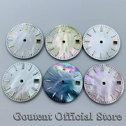 Goutent 28.5mm Watch Dial Fit NH35 NH36 Automatic Movement Calendar Window Fit 3 O'Clock Crown 3.8 O'Clock Crown Green Luminous