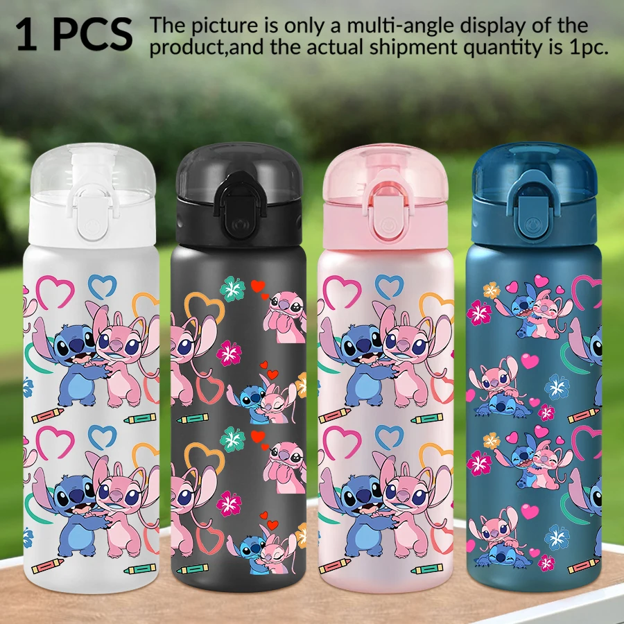 

1 шт., пластиковая бутылка для воды Disney, Stitch, Angel, узор 26 унций, спортивная чашка для воды на открытом воздухе, подарок на день рождения/повернення домой