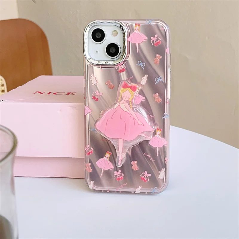 

Korean Cute Cartoon Happy Dancing Girl Holder Griptok Mobile Phone Accessories Universal Support Bracket Back Case Cover Stand
