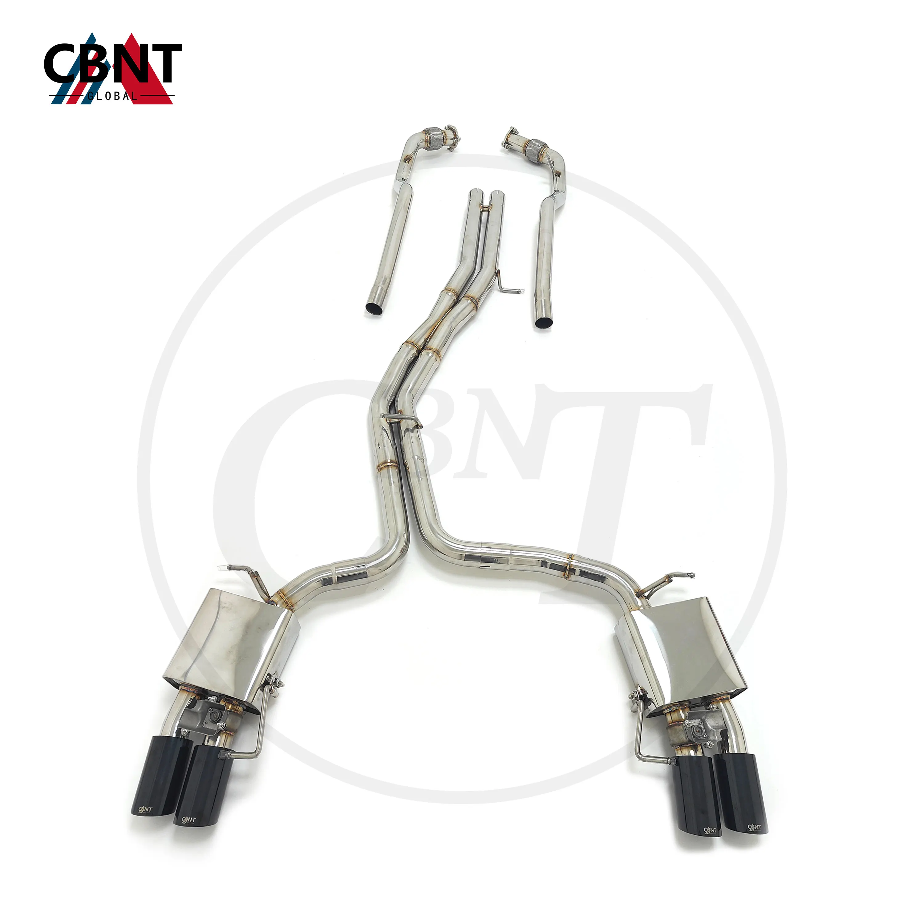 

CBNT for Audi S6 S7 C8 2.9T Exhaust Front Pipe & Valved Catback 304 Stainless Steel Exhaust Pipe System with Valve Muffler