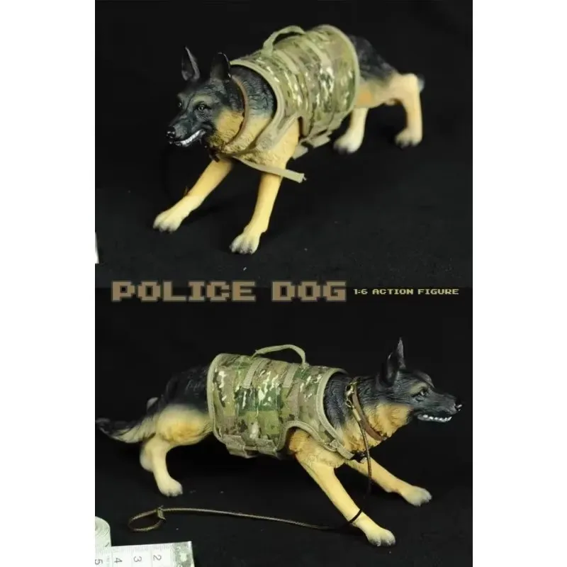 Jxk escala 1/12 resina simulada pastor alemão modelo polícia cão ornamento de mesa acessório bonecas modelo animal brinquedos