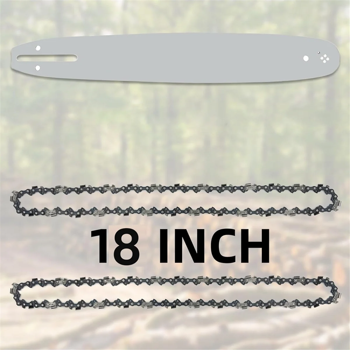 2 Pack 18 Inch Chainsaw Chain and Chainsaw Guide Bar with 3/8 Inch LP Pitch.050 Inch Gauge 62 Drive Links