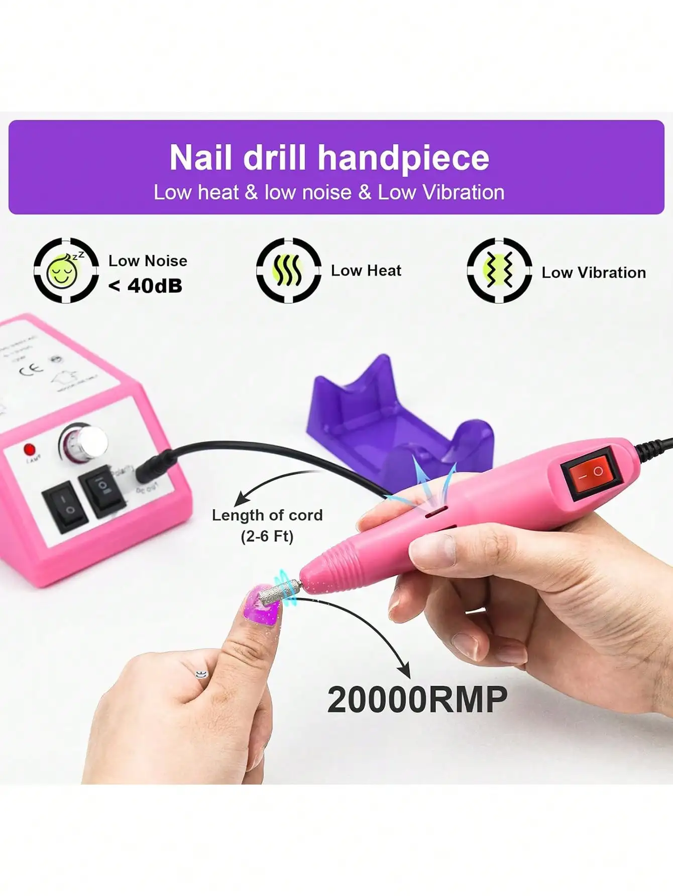 Electric Nail Polish Drill Machine Set With Nail Drill Bits & Sanding Rings, 20000RPM Portable Electric Manicure Art Pen