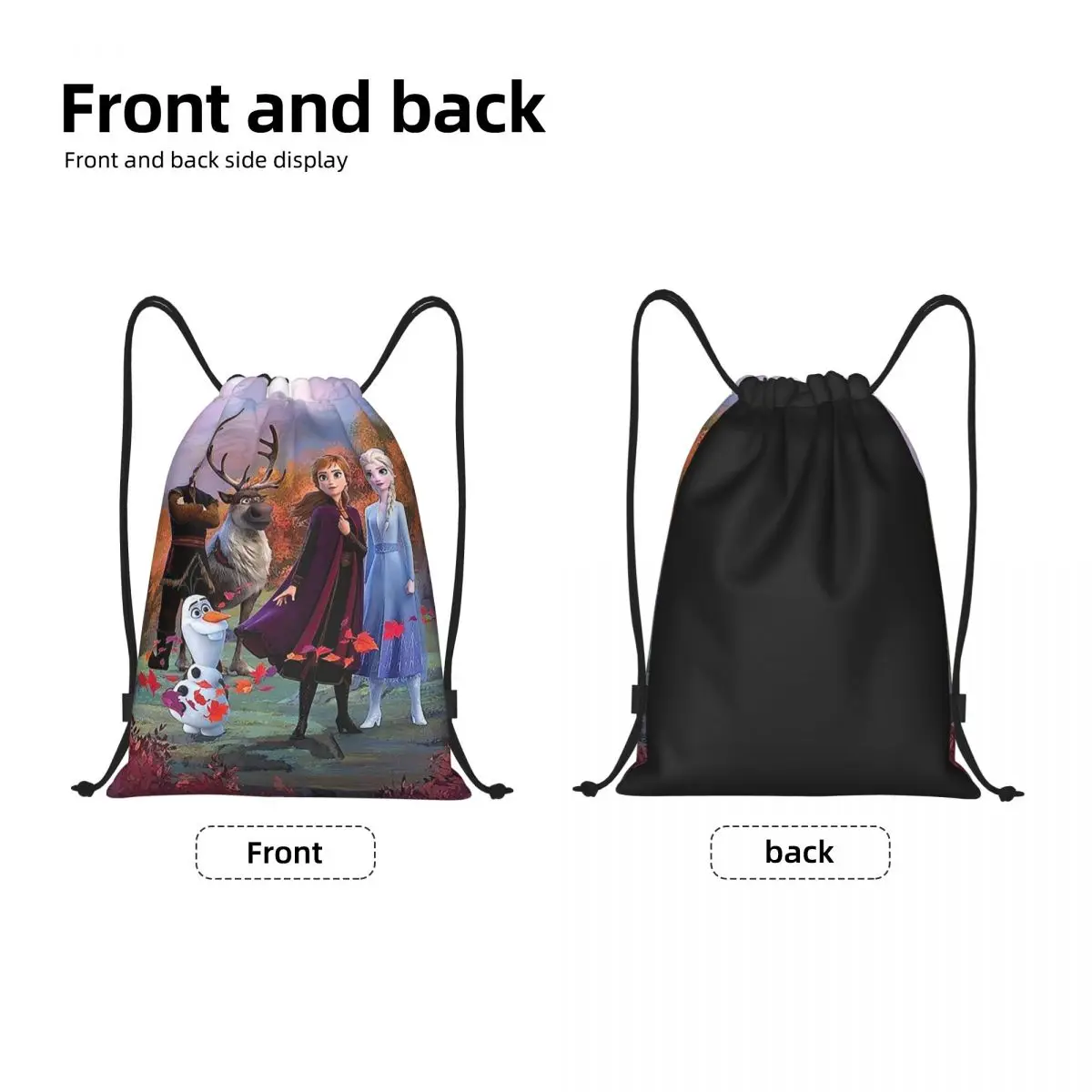 Custom Frozen Princess Drawstring Bags Women Men Lightweight Cartoon Sports Gym Storage Backpack