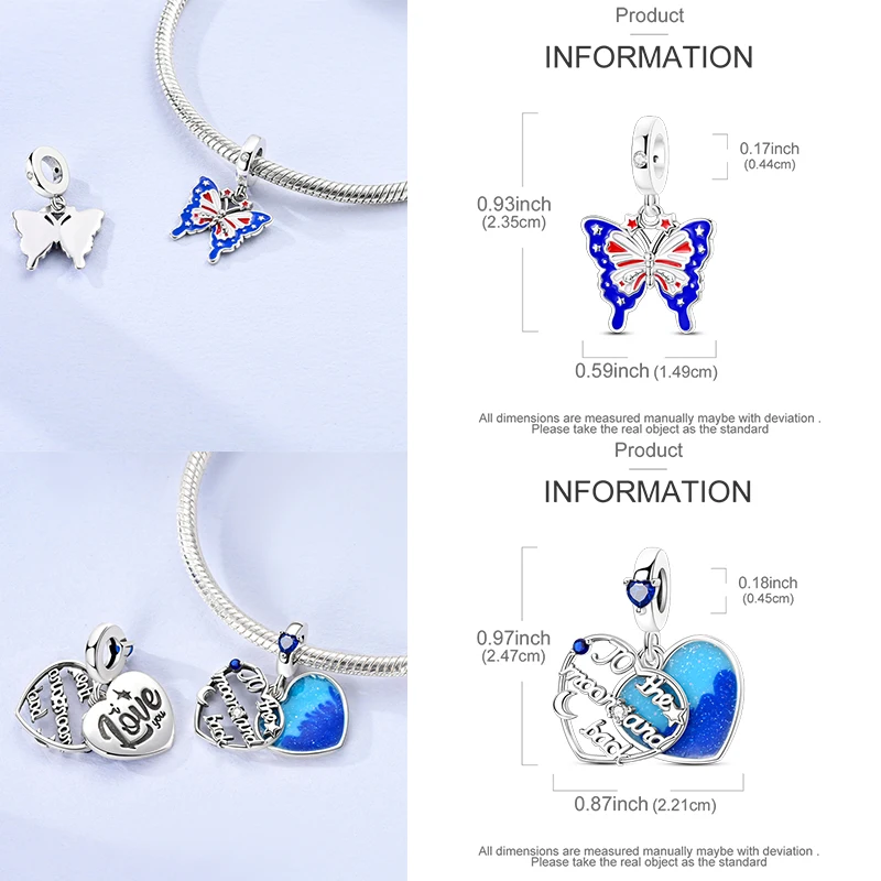925 Sterling Silber Charm-Perlen Katze Mond Pfote Schmetterling Kreuz Sternennacht Krippenmotiv DIY Armband Halskette Geschenk für Frauen Mädchen – Detail 29