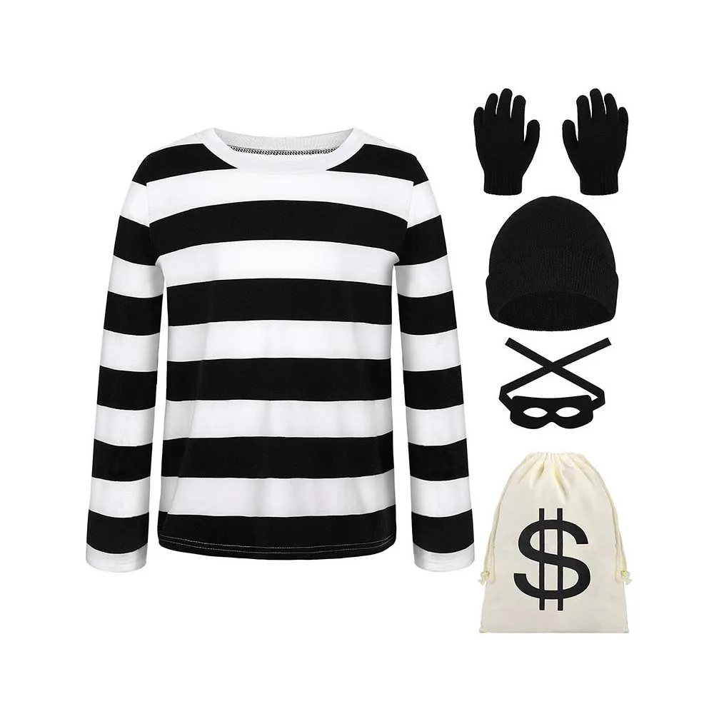 

Women Men Halloween Carnival Party Role Play Thief Bank Robber Disguise Costume Set