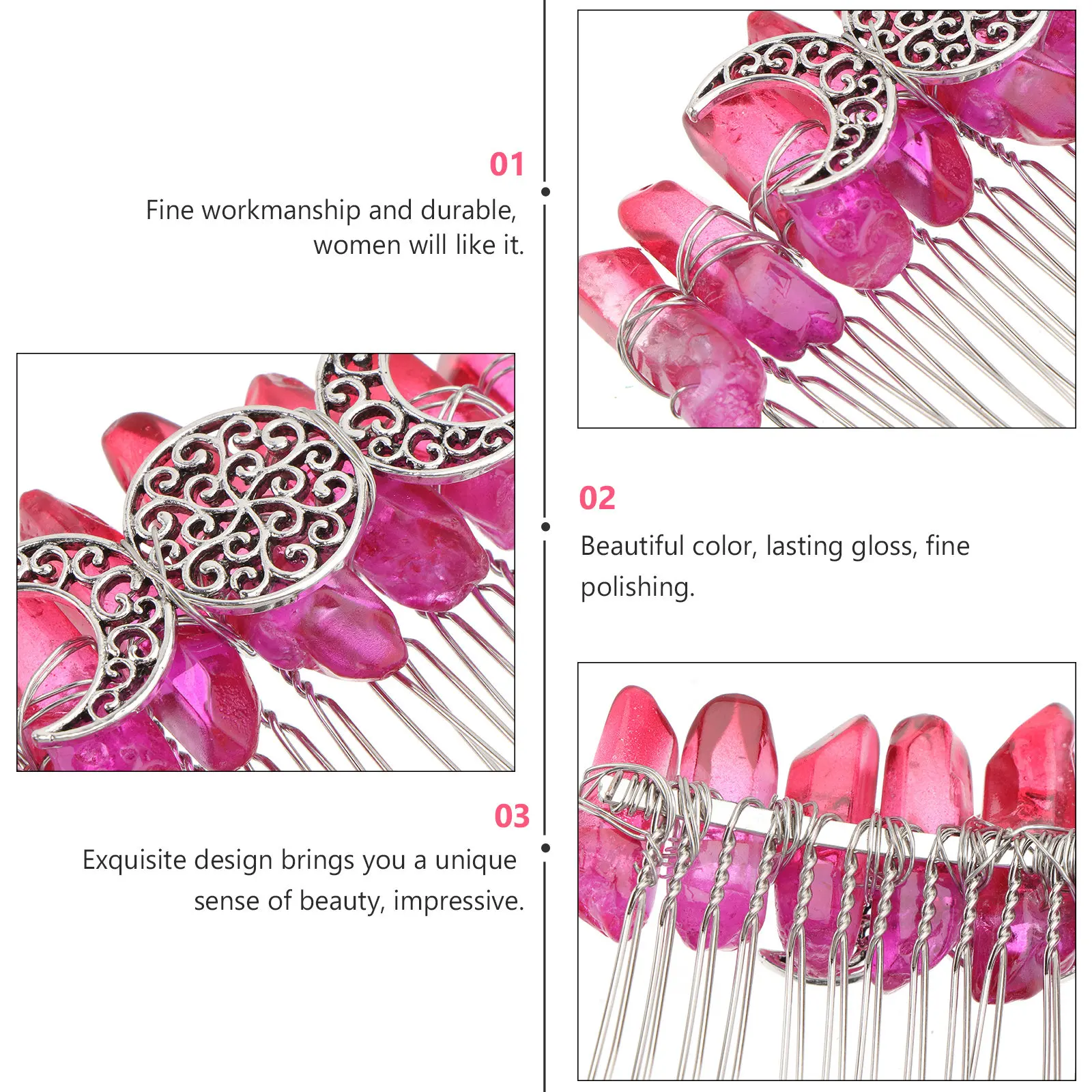 1Pcs Handmade Crystal Hair Comb Women Exquisite Headwear Comfortable Easy-Use Bridal Hair Ornament for Parties Engagements