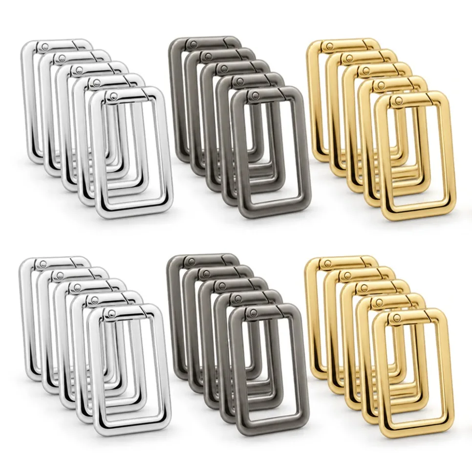 5-30Pcs Square spring buckle O Ring Openable Leather Bag Handbag Belt Strap Buckle Connect Keyring Pendant Key Chain Snap
