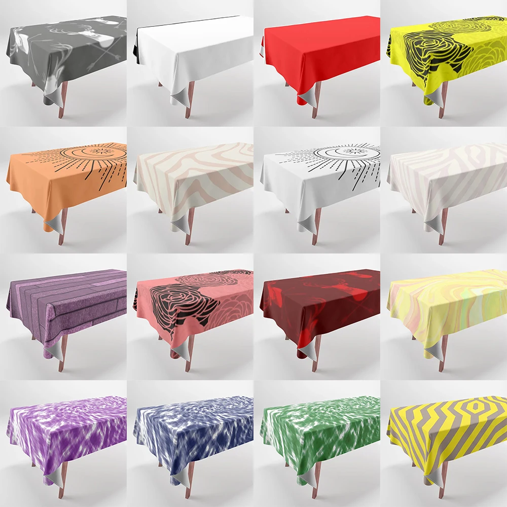 Solid Color Striped Printed Tablecloths Home Decor Rectangular Party  Anti-Fouling  Dust Cloths