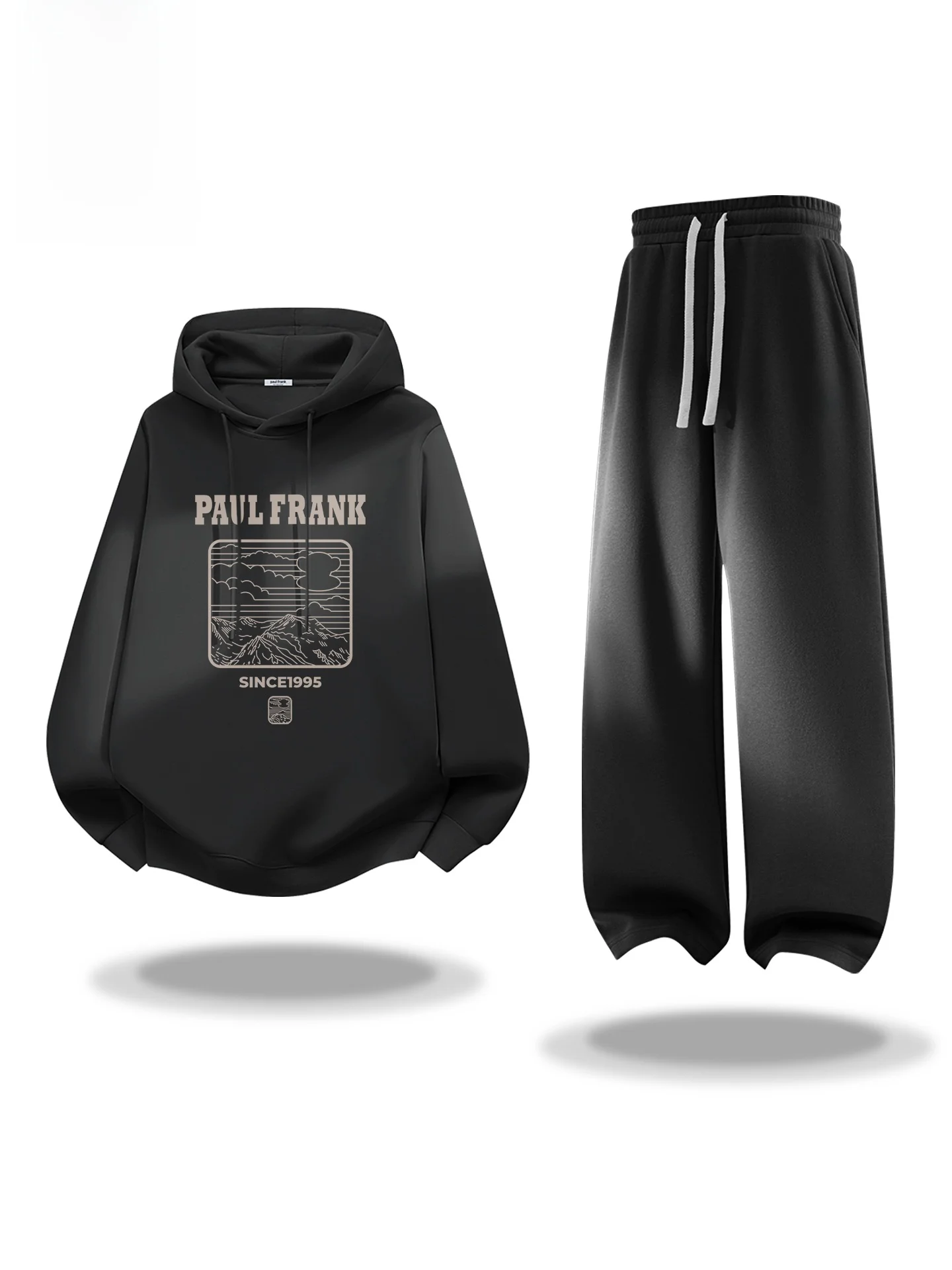 

Свободный повседневный спортивный костюм для мужчин: худи с длинным рукавом и широкие брюки, комплект из двух предметов для весны и осени