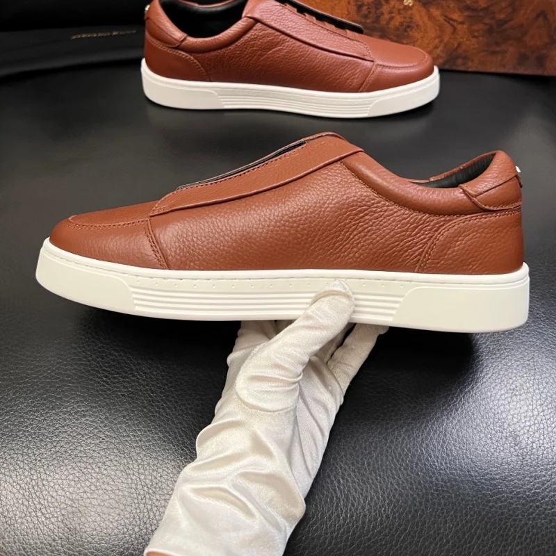 

2026 new top quality Italian cowhide genuine leather simple classic men's outdoor casual shoes