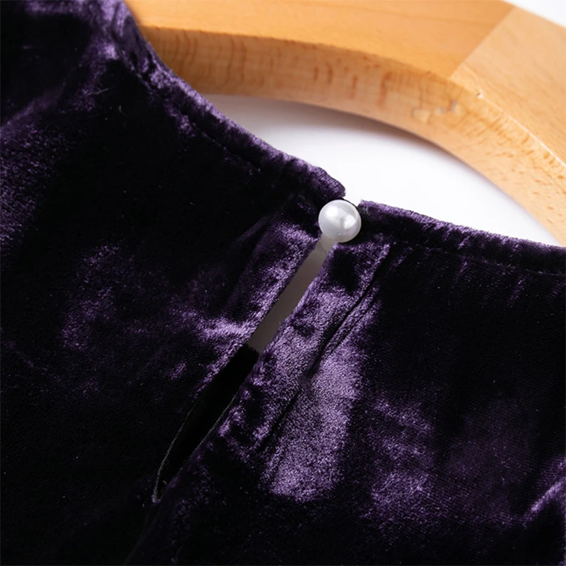 100% Mulberry Silk Lining Women Silk Velvet Blouse  Purple White Shirt Top Pullover O Neck Lantern Long Sleeve Office Lady M1215