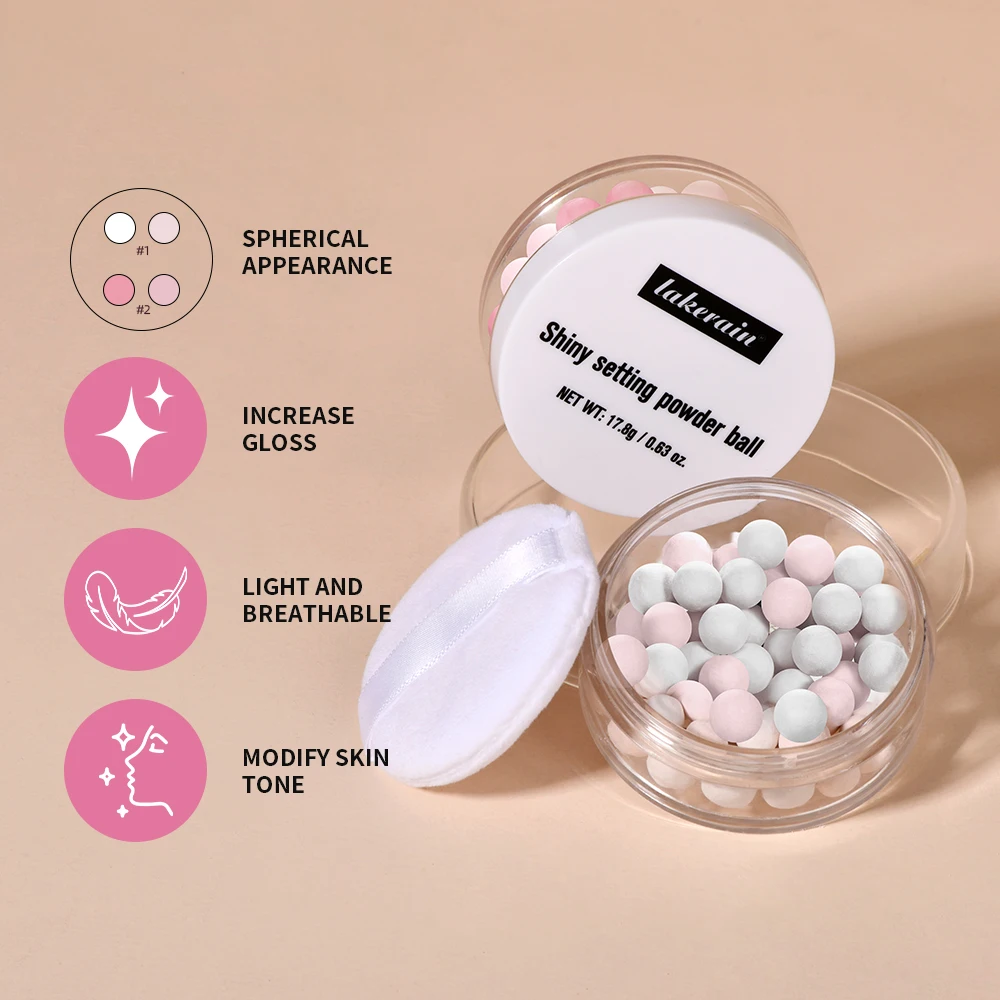2 สีการตั้งค่าแป้งฝุ่น Ball Fine Flash ไม่ง่ายที่จะลบแต่งหน้า Natural Brightening Lasting Oil Control Loose Powder