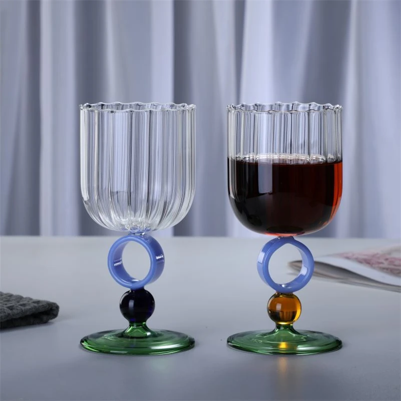 European Transparent High Borosilicate Glass, Creative Ring Vertical Pattern Coffee Cup, Household Tall Cups