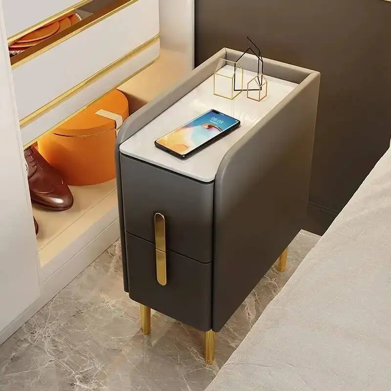 

Console Bedside Table Saving Narrow Cabinets Space Unique Simple Nightstand Charging Luxury Mesa De Cabeceira Home Furniture