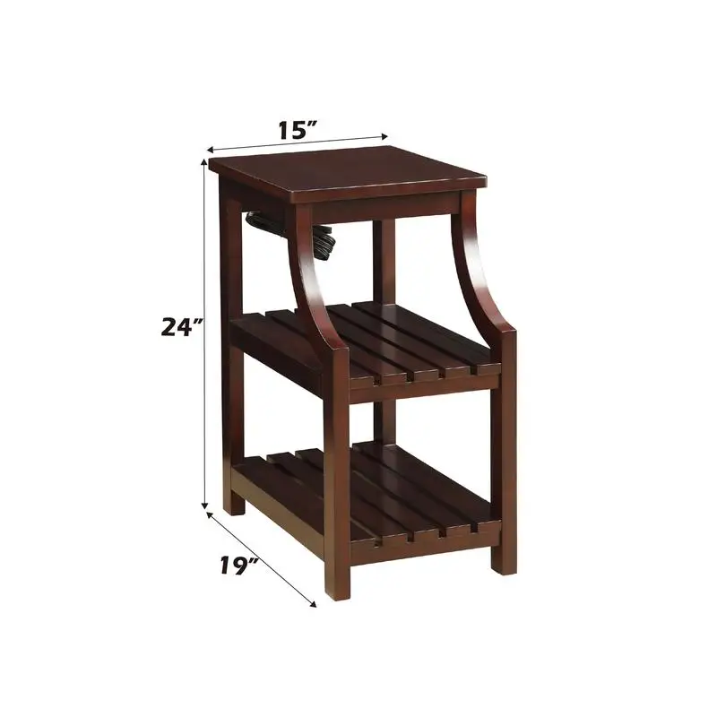 Table d'appoint finition expresso avec ports USB