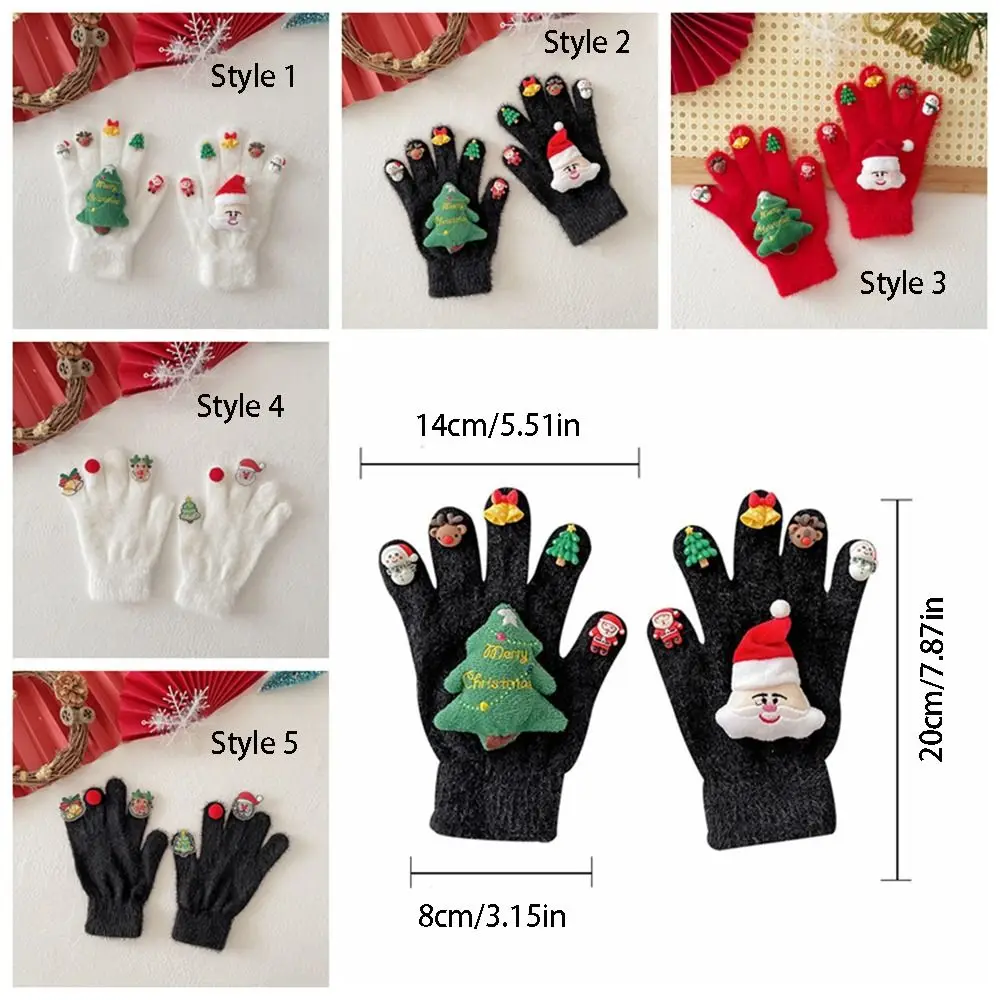 Handwear dos desenhos animados luvas de natal engrossar boneco de neve padrão natal luvas de inverno de malha engraçado luvas quentes presente dando