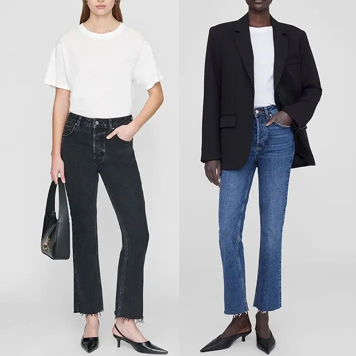 Jean micro évasé à la cheville pour femme, jean audiélastique, mode