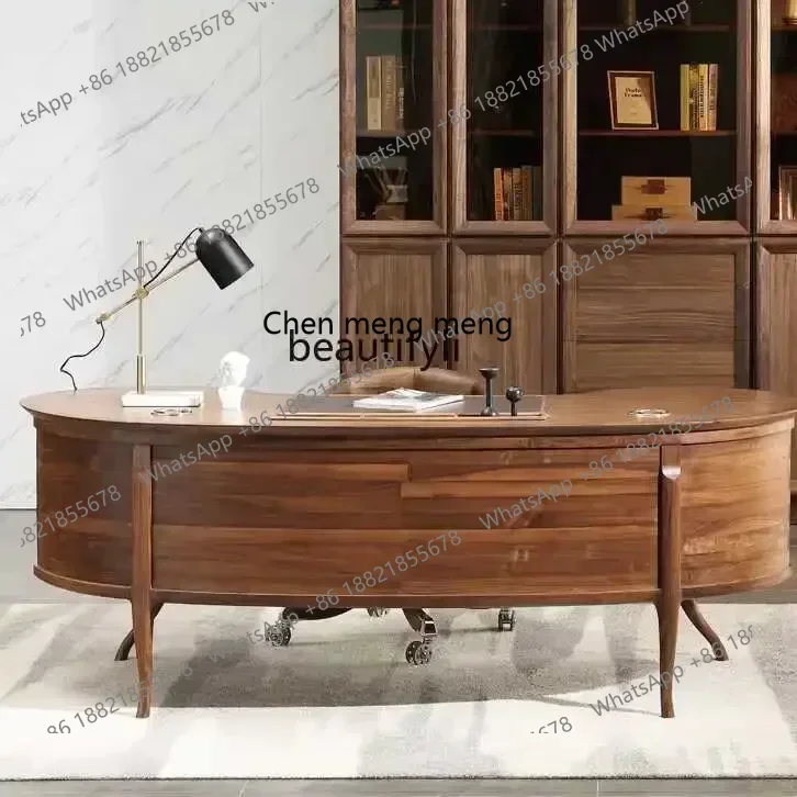 ss7486 North American black walnut solid wood desk Nordic Italian computer writing desk New Light Luxury