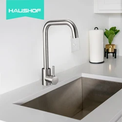 HAUSHOF Stainless Steel Kitchen Faucet Faucets Sprayer Kitchen Sink Faucet Install Sprayer Deck Mount Single Handle