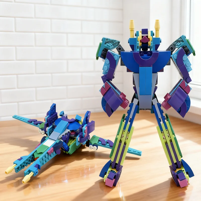 214pcs MOC Creator 3 1 Transformer Cybertronian Jet Brainstorm Model Toys Building Blocks Construction Christmas Gifts DIY Idea