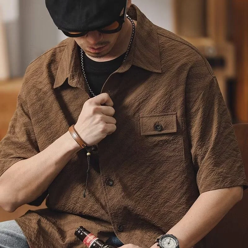 

Retro Men's irt Summer Wear Loose Sle Student Faion Fun New Design Top Outerwear Polyester Fiber Stand Fit Daily Use