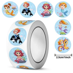 100-500pcs Cartoon Mermaid Round Sticker Label Scrapbook Envelope Seal Scrapbooking School Teacher Gift for Kids Reward Stickers