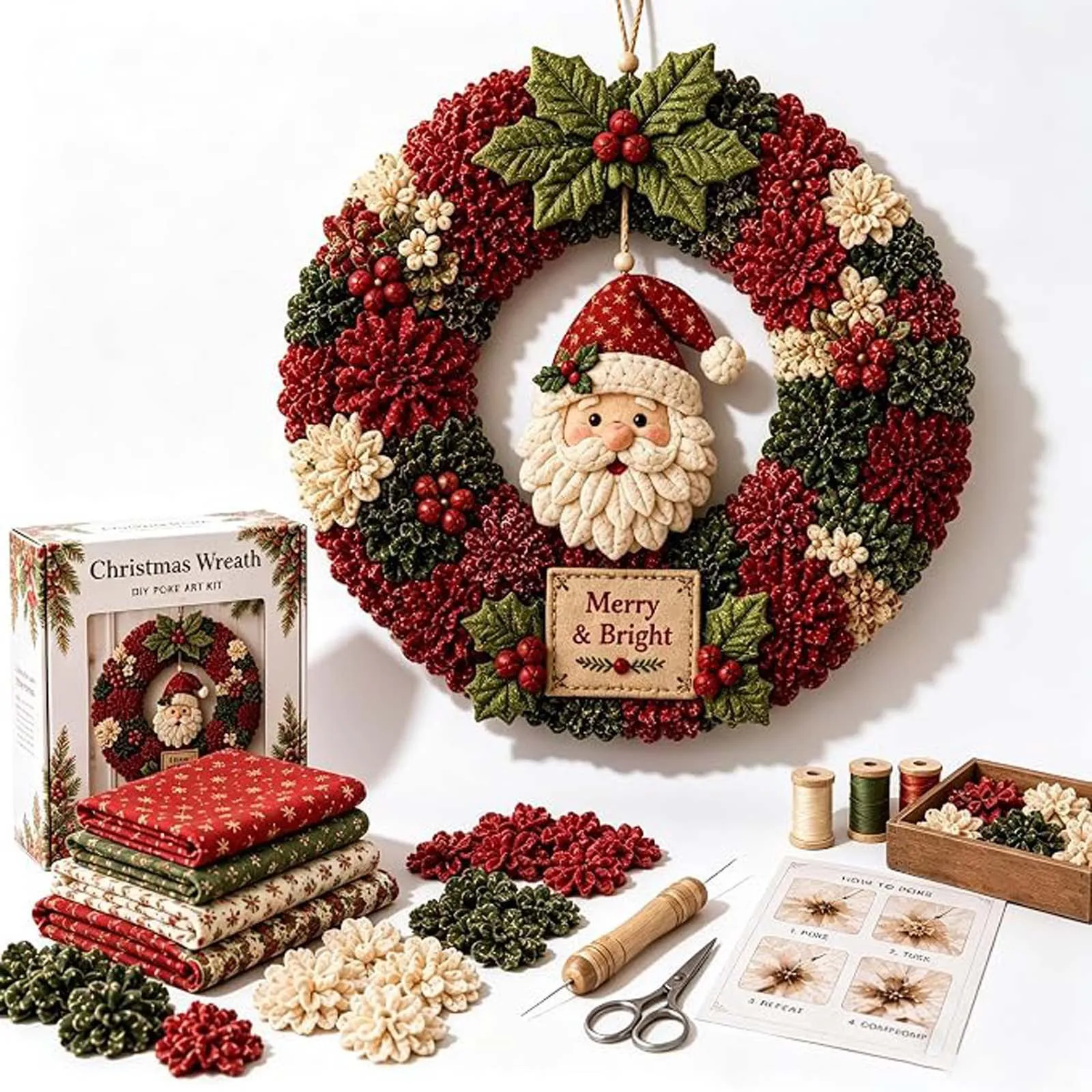 3D Christmas Fabric Poke Art Kit No-Sew Christmas Craft Holiday Door Decor Holiday Family Craft Art Kit Christmas Gift - view 6
