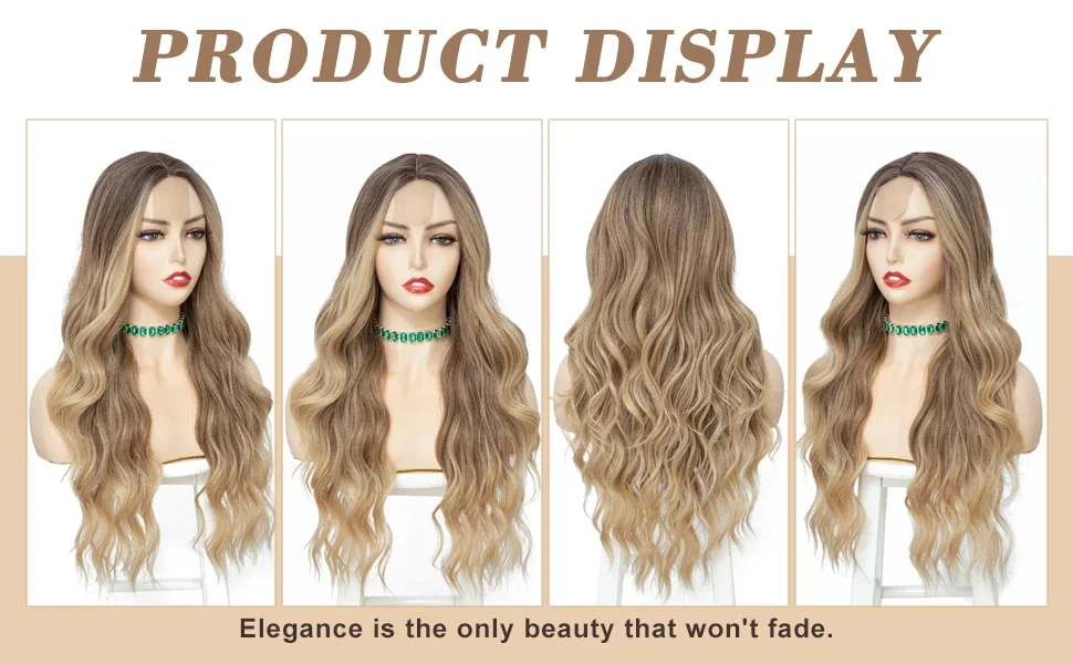 Cosplay Blonde Damenperücken Ombre Blonde Lockige Perücke im Ausverkauf Leimlose Rosa Schwarz Lila Perücke Damen Synthetische Wigund – Detail 3
