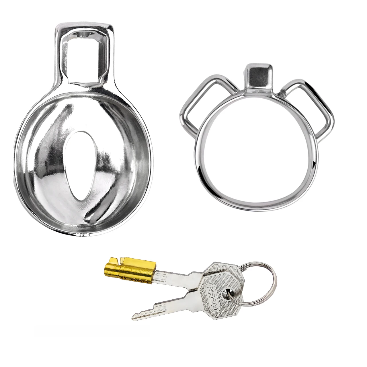 Diseño de clítoris de metal Jaula de castidad Forma de coño Bloqueo de pene Cinturón de bondage Anillos para pene Juguetes sexuales femeninos Productos para adultos 