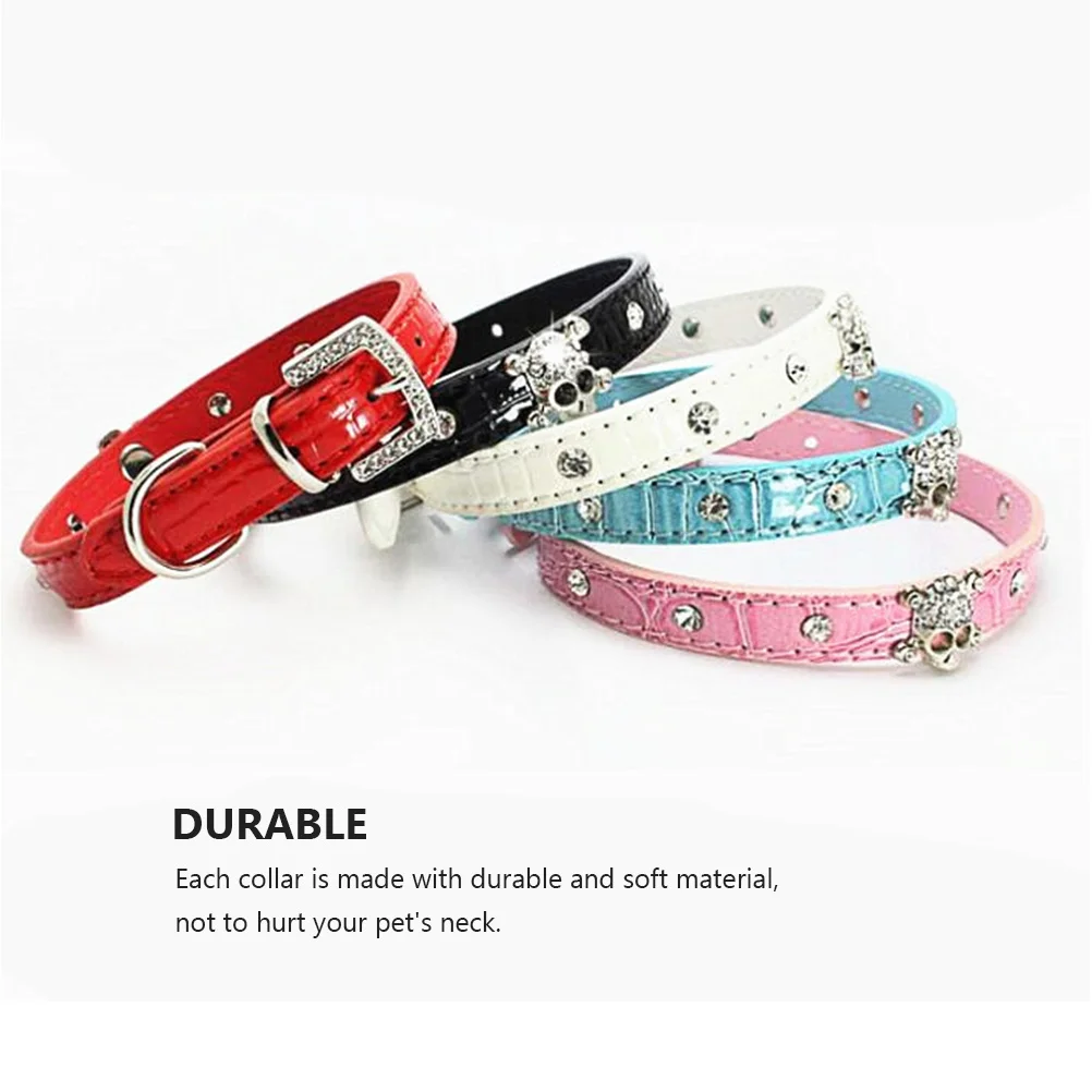 

1Pcs Halloween Dog Collars Stylish Skull Design Crystal Pet Collars Durable Comfortable Adjustable for Most Dogs M