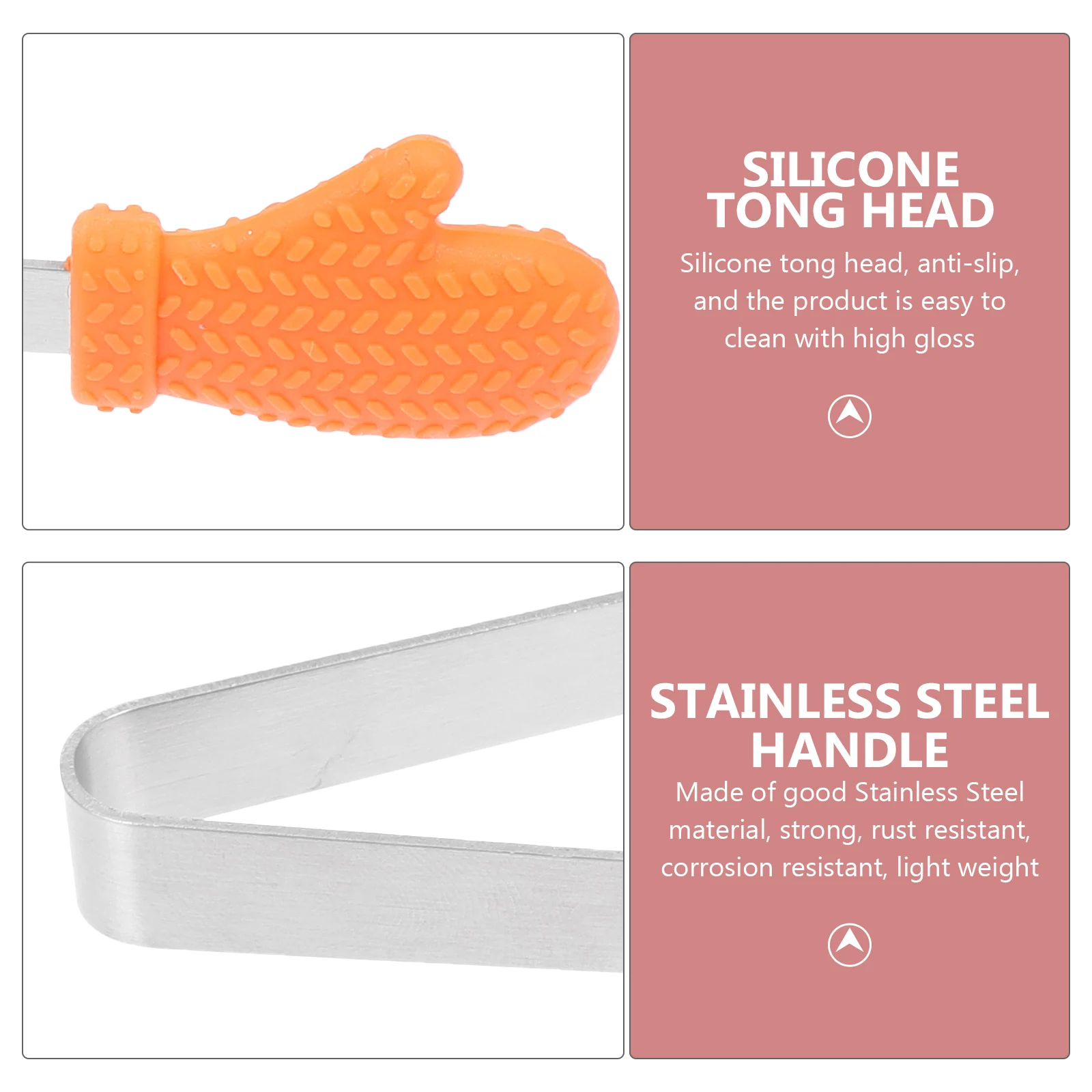

3pcs Silicone Tongs Mini Ice Cube Tongs Small Stainless Steel Food Clip Bakery Bread Tong Kitchen Utensil Lightweight Corrosion