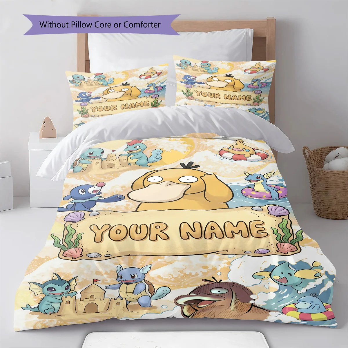 Pokemon Custom Quilt Cover Bedding Set Pillowcase Soft Bedroom Home Decoration Anime Design -QJY