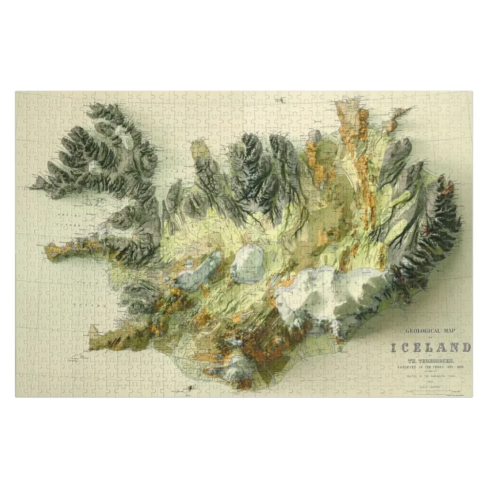 

1901 Iceland Geologic Map 3D digitally-rendered Jigsaw Puzzle Personalized Kids Gifts Custom Jigsaw Puzzle