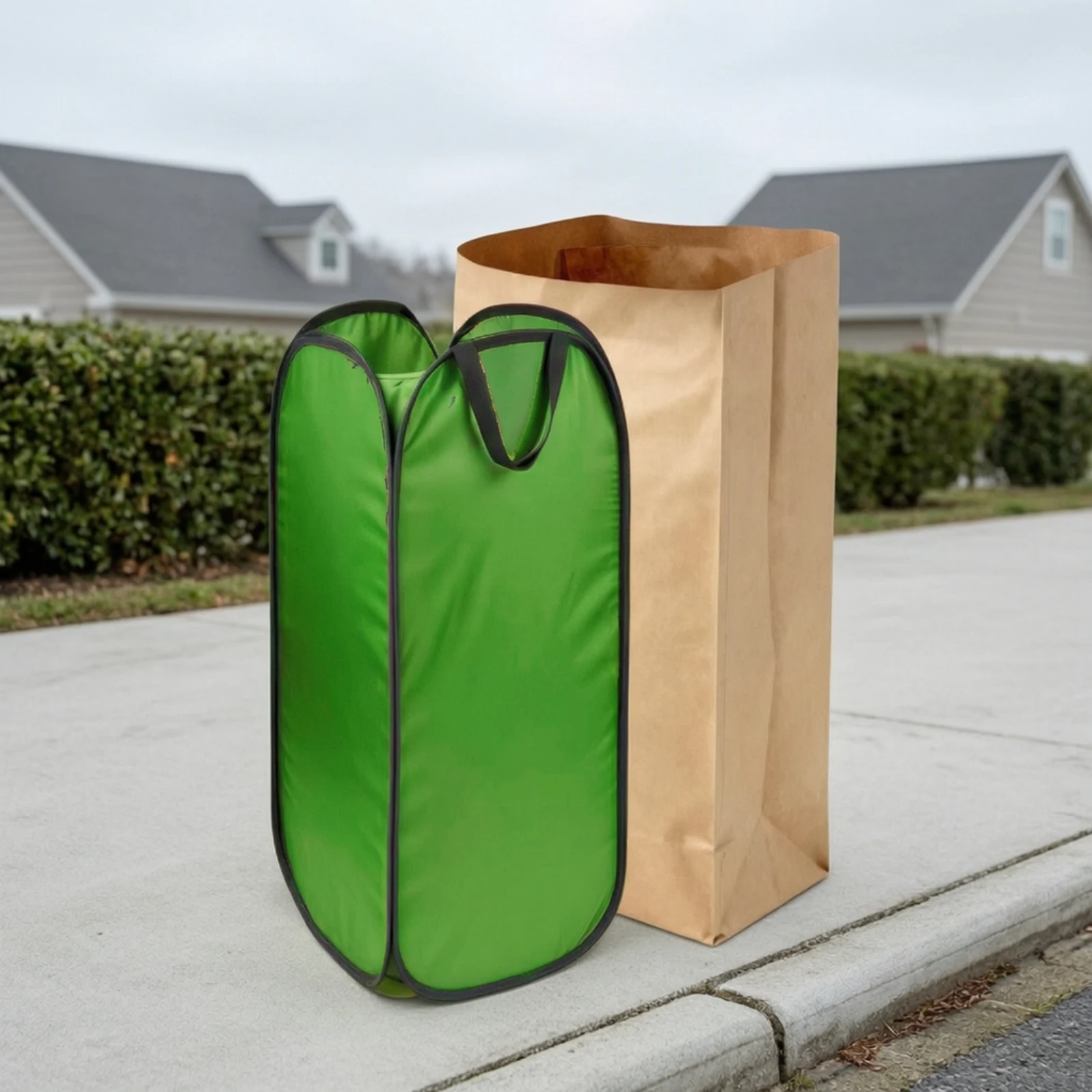 Bag Holder with Funnel Collapsible Standing Leaf Holder Leaf Funnel Reusable Debris Carrier Space-Saving for Gardeners