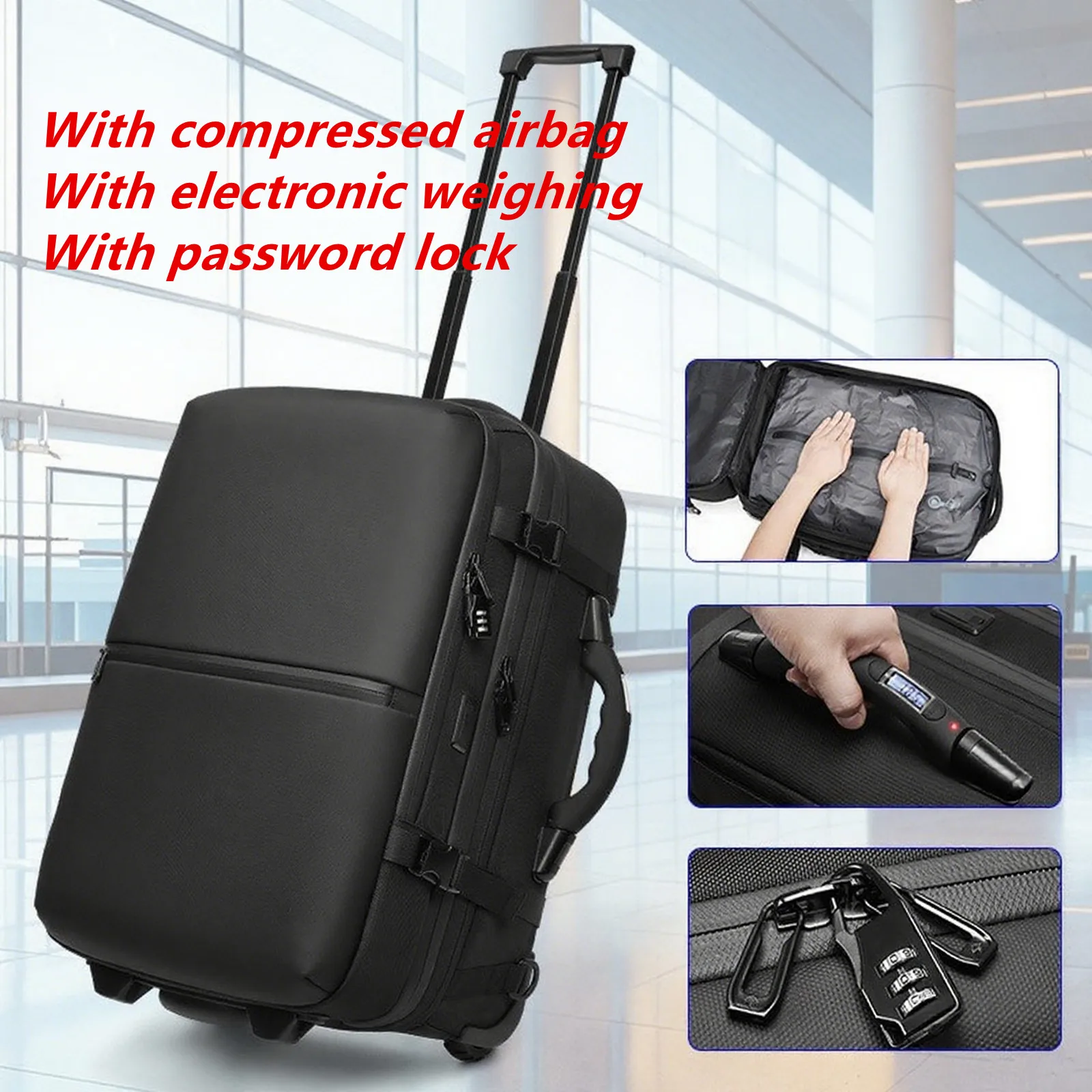 

With Airbag Weighing Business Luggage Backpack Travel Suitcase Laptop Trolley Case Baggage Bag Password Lock Storage Box Handbag