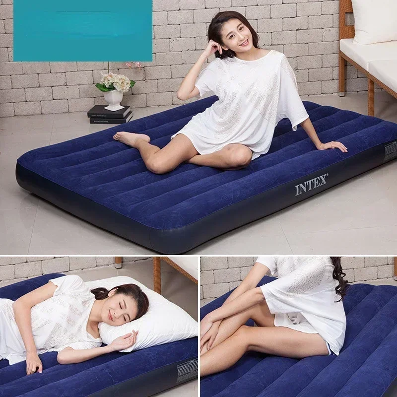 Inflatable Mattress Household Outdoor Single Double Air Cushion Bed Enlarged And Thickened Flocked Lunch Fold Air Bed