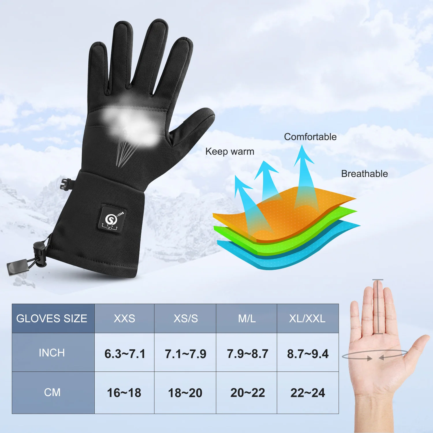 Savior Dongguan 5000mAh Electric Rechargeable USB Heated Glove Warmer Snowboarding Heat Winter Man Heating Gloves with Battery