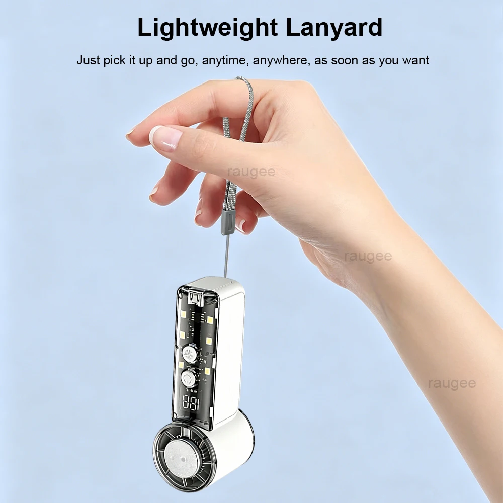Portable Usb Rechargeable Personal Fan With Led Light Cooling_voghion.com