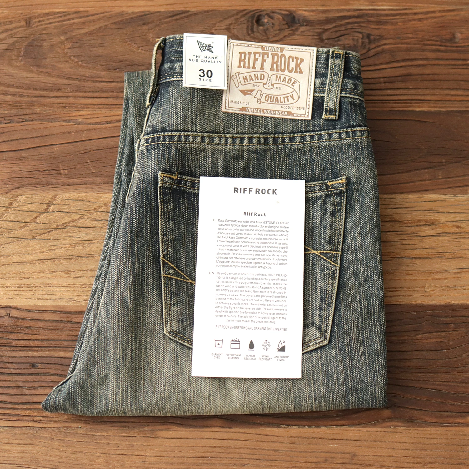 Jeans dritti piccoli con trama di bambù da uomo retrò americano lavato vecchia primavera e autunno nuovi pantaloni casual da uomo