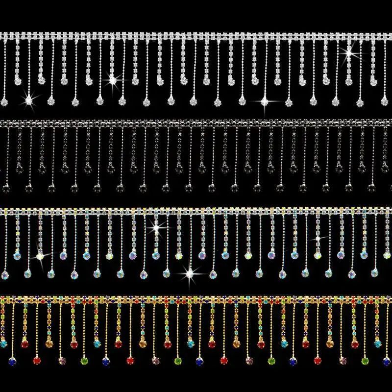 【iioo】franja-de-strass-com-franjas-de-cristal-e-corrente-de-diamantes-para-costura-artesanato-vestuario-joias-e-decoracao-diy
