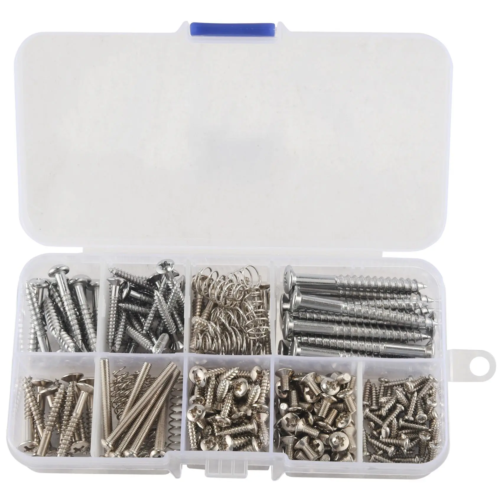 

204 Pcs Guitar Screw Kit 9 Types Assortment Set with Springs for Electric Guitar Bridge Pickup Pickguard Tuner Switch Neck Plate