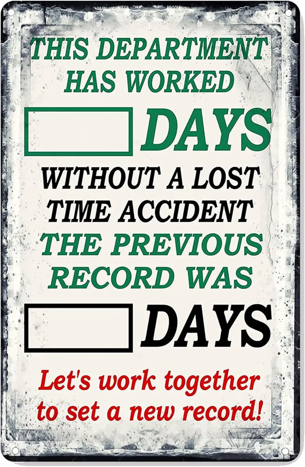 前回の事故以来、事故のない日、カウンターサイン、金属サイン、面白いヤードサイン、屋外警告サイン、ブリキプラ