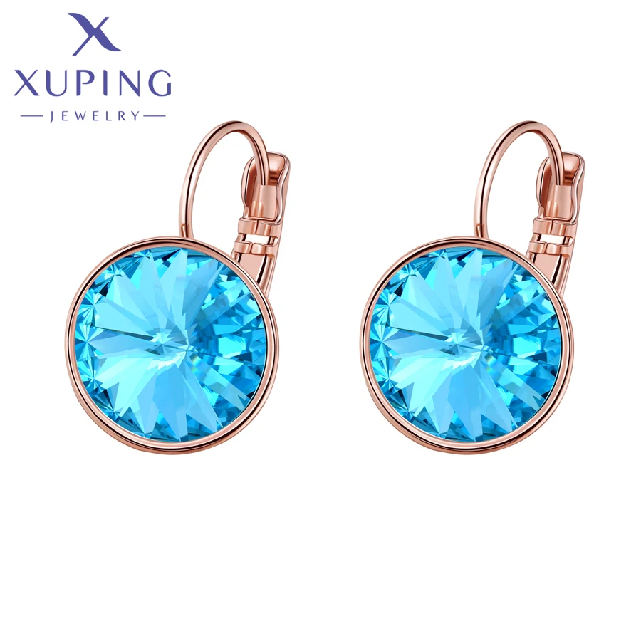 Xuping Jewelry Fashion Charm14mm Stone Round Elegant Style Earrings with High Quality Crystals for Women Jewellery Gift20370