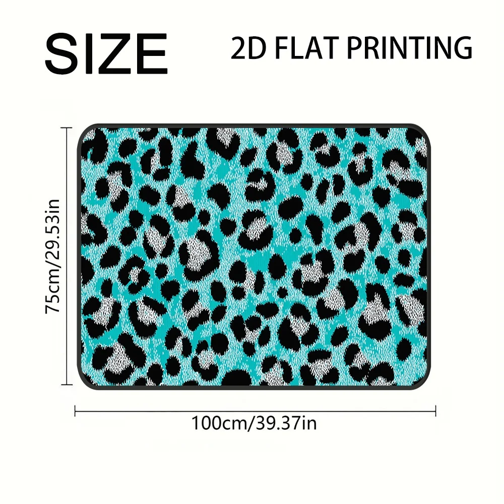 2D Flat Printing, 1pc Car Boot Floor Mat With Teal Leopard Spots Motif, Universal Cargo Liner Designed For Outdoor Equipment, Pe