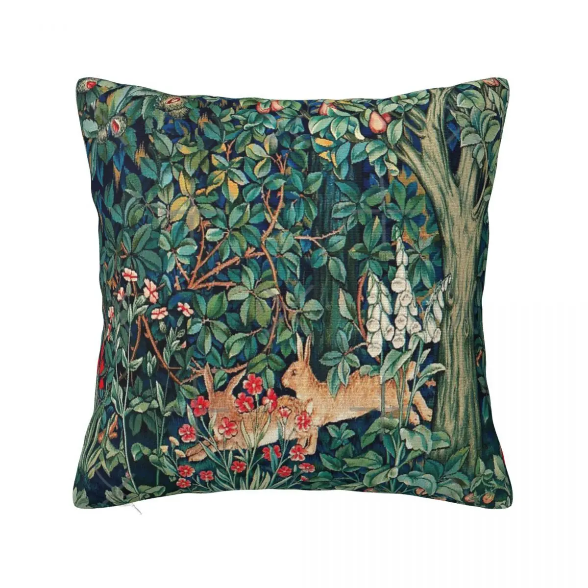 Greenery Forest Animals Hares Blue Green Headboards Pillows For Sofa Decoration For Bedroom Pillow Case Pillow Cover