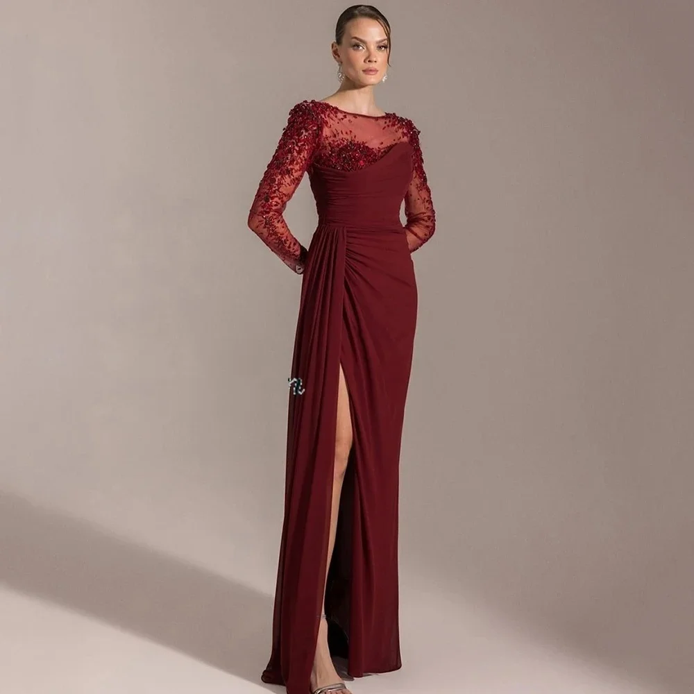 JDY Abito da sera di lusso con maniche lunghe trasparenti in rilievo nero personalizzato Abito da sposa in stile moderno فساتmavera