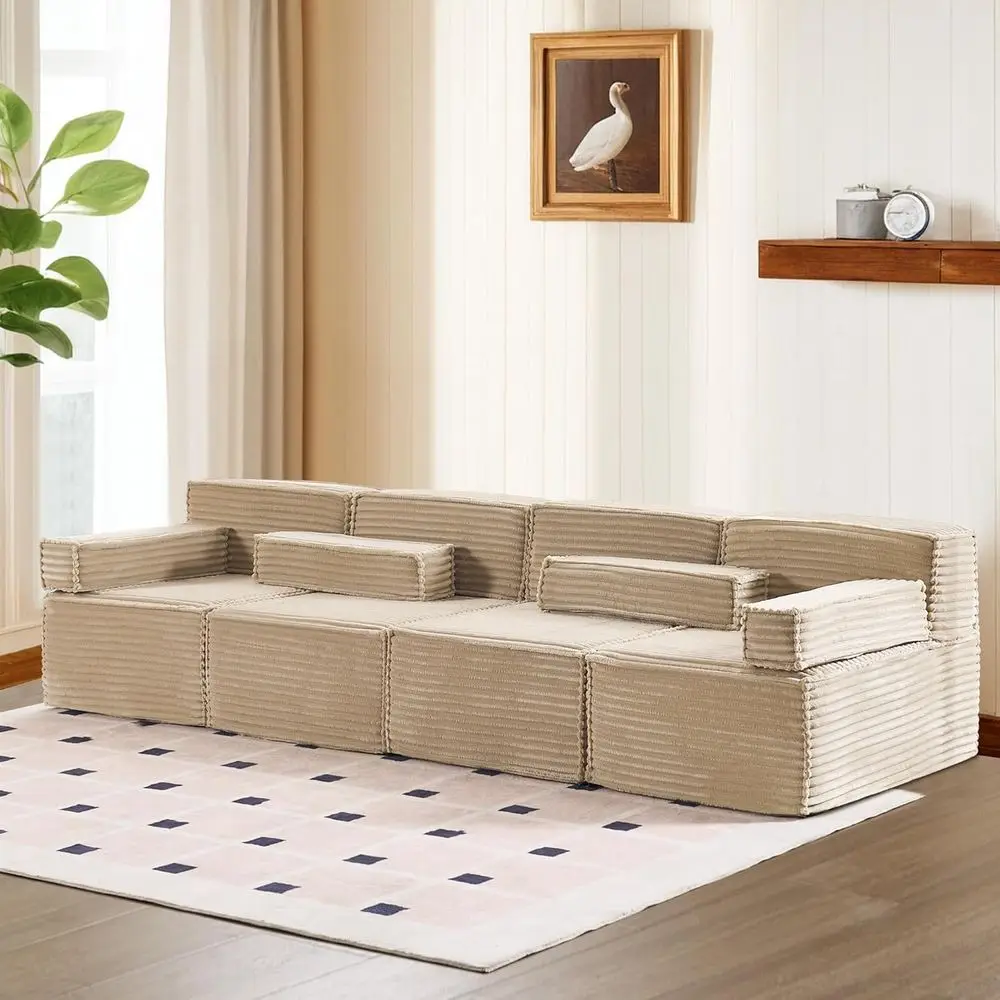 

L-Shaped Plush Deep Seat Cloud Sofa, No Assembly Required, Modern Living Room Furniture